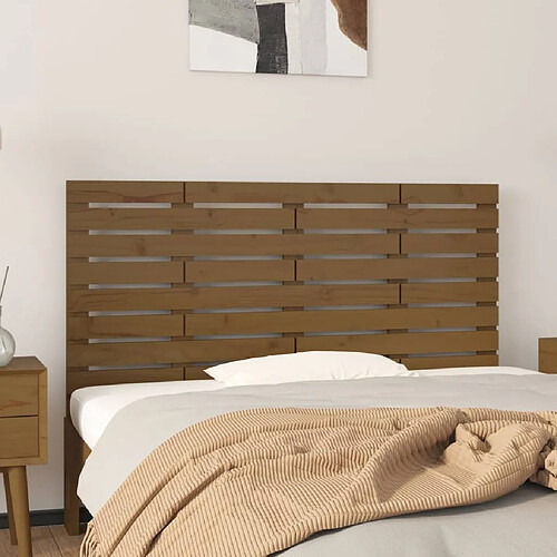 Maison Chic Tête de lit scandinave,Meuble de chambre murale Marron miel 156x3x63 cm Bois massif de pin -MN60143