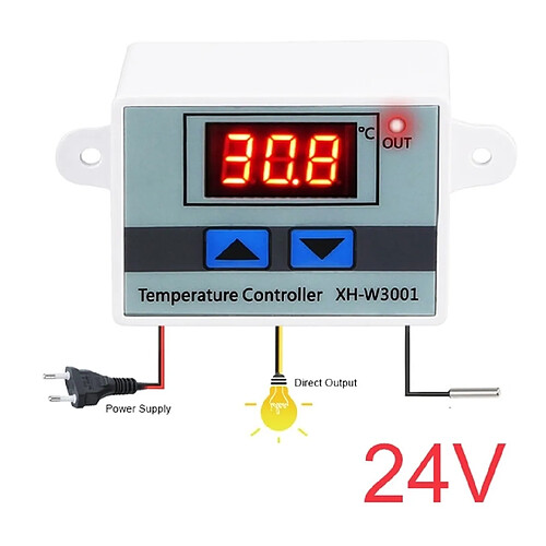 Wewoo XH-W3001 Contrôleur de température à LED Numérique Arduino Refroidissement Chauffage Interrupteur Thermostat NTC Sonde 24V