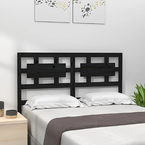 Maison Chic Tête de lit scandinave pour lit adulte,Meuble de chambre Noir 125,5x4x100 cm Bois massif de pin -MN89640