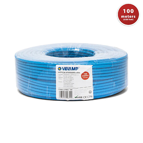 VELAMP Câble réseau CAT6 UTP 100mt en bobine, certifié CPR