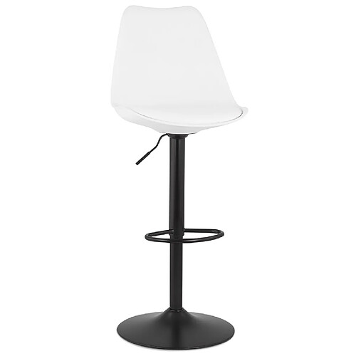 Alterego Tabouret réglable 'TUTO' blanc et pied noir