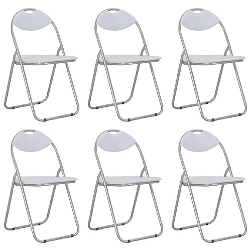 Maison Chic Lot de 6 Chaises pliantes à manger Chaise à dîner blanc similicuir -MN66214