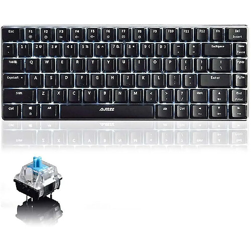 Chrono Clavier mécanique AK33 - Rétroéclairé - Clavier USB Filaire - Commutateurs Bleus - pour Bureau, dactylographie et Jeux (Interrupteur Bleu)(Noir)