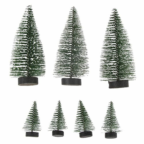 Rayher 7 petits sapins décoratifs enneigés 5 cm et 10 cm