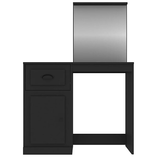 Helloshop26 Coiffeuse avec miroir 90 x 50 x 132,5 cm bois d'ingénierie noir 02_0006364