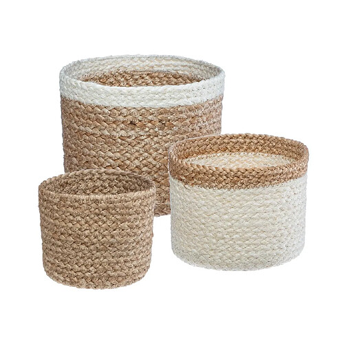 Atmosphera, Createur D'Interieur Panier Jute Herbier Marin Blanc x 3 Beige/blanc - ATMOSPHERA