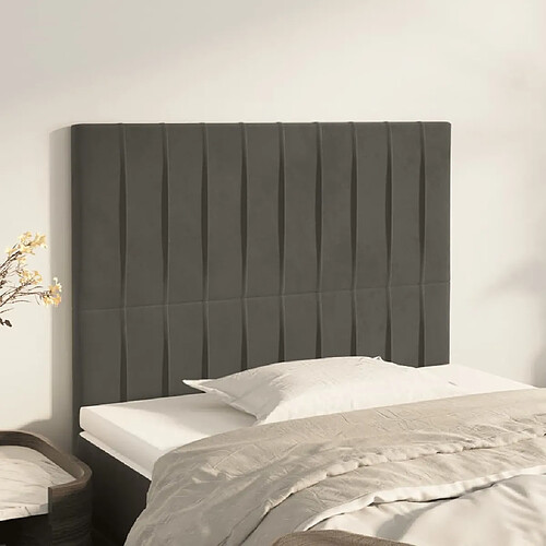 vidaXL Têtes de lit 2 pcs Gris foncé 90x5x78/88 cm Velours