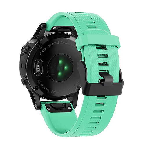 Bracelet en silicone sport avec boucle noire cyan pour votre Garmin Fenix 5