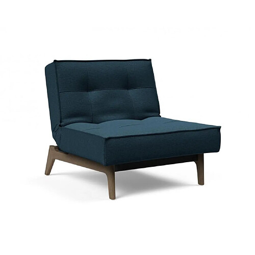 Inside 75 INNOVATION LIVING Fauteuil SPLITBACK EIK convertible lit 90*115 cm pieds chêne noyer tissu Argus Navy Blue