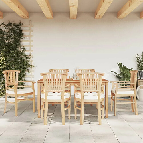 Salle à dîner de jardin 7 pcs,Table et chaise à manger Bois de teck solide -MN85432