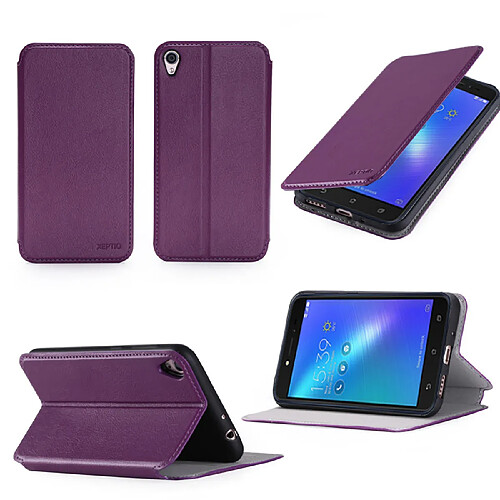 Etui luxe Asus ZenFone Live ZB501KL 4G violet Ultra Slim Style Cuir avec stand - Housse coque de protection Asus ZenFone Live 5 pouces violette 2017/2018 - accessoires pochette XEPTIO case