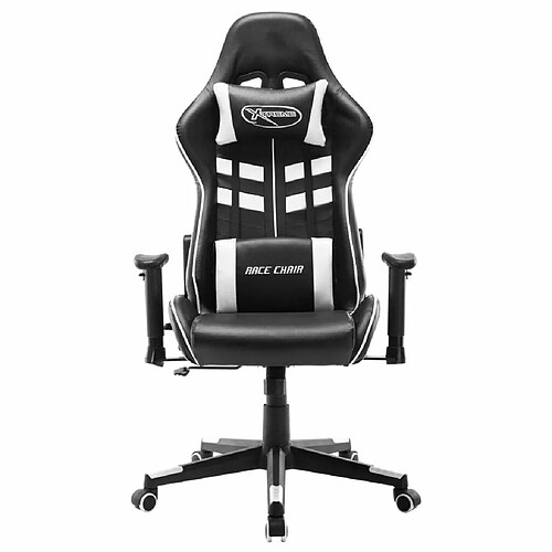 Maison Chic Chaise de jeu, Chaise gaming, Fauteuil gamer d'ordinateur,Chaise de Bureau Noir et blanc Cuir artificiel -GKD89767