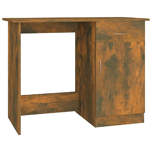 Maison Chic Bureau,Table de travail,bureau de travail pour chambre Chêne fumé 100x50x76 cm Bois d'ingénierie -GKD66698