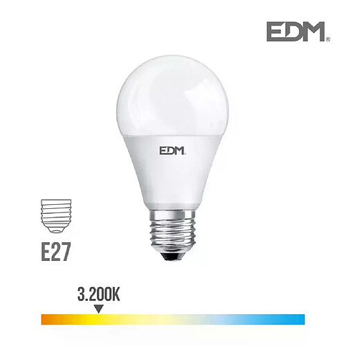 Edm Ampoule LED E27 10W Ronde A60 équivalent à 60W - Blanc Chaud 3200K