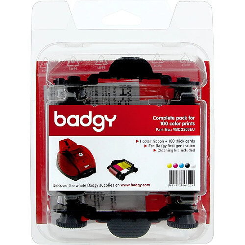 Badgy Couleur - Kit de cassettes à ruban d'impression/cartes PVC