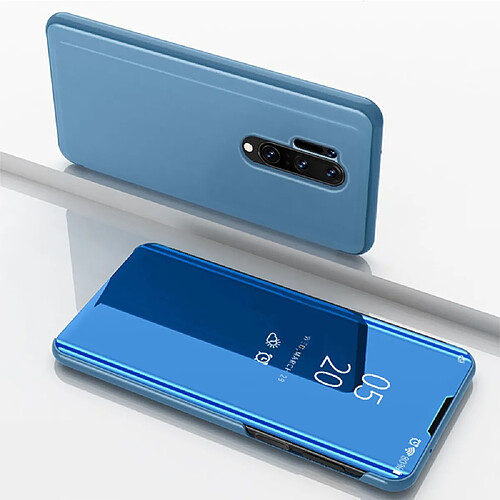 Coque en TPU + PU voir la surface du miroir de la fenêtre flip bleu clair pour votre OnePlus 8 Pro