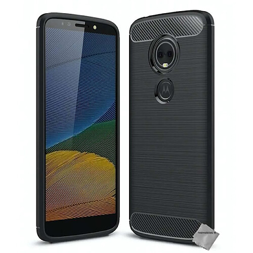 Htdmobiles Coque silicone gel carbone pour Motorola Moto E5 + film ecran - NOIR