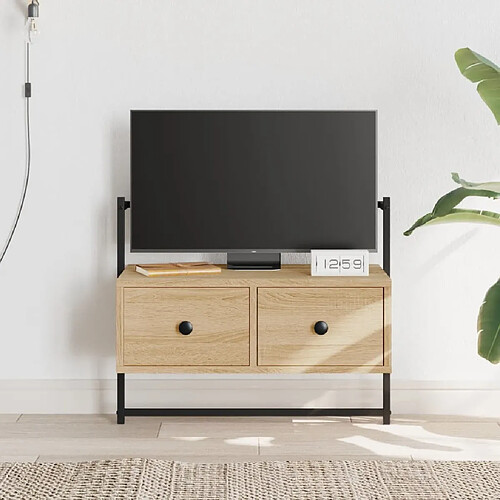 Maison Chic Meuble TV scandinave mural Banc TV suspendu pour salon - chêne sonoma 60,5x30x51 cm bois d'ingénierie -MN29849