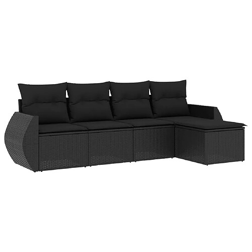 Maison Chic Salon de jardin 5 pcs avec coussins | Ensemble de Table et chaises | Mobilier d'Extérieur noir résine tressée -GKD59508