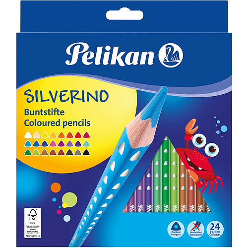 Pelikan Crayon de couleur triangulaire SILVERINO fin, étui ()