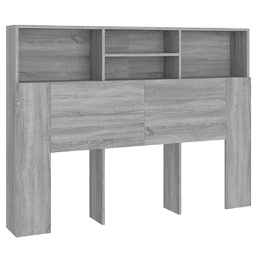 Decoshop26 Tête de lit avec rangement accessoire de lit table de chevet étagère 140 x 19 x 103,5 cm MDF gris TDL0200009