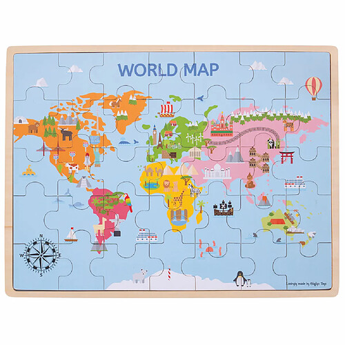 Bigjigs Toys Puzzle de carte du monde en bois