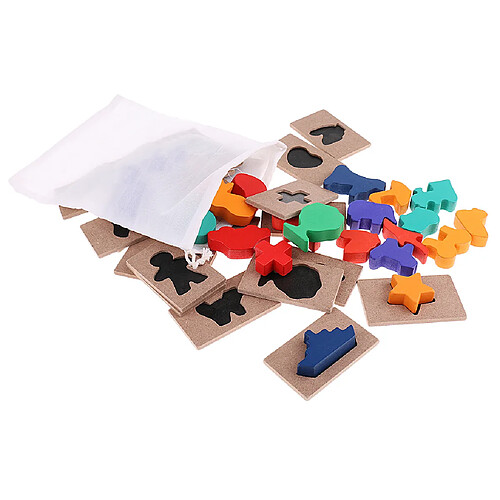 Blocs de Construction Puzzle Animal Cartoon Insert Ombre Jouet en Bois Enfants Bébé