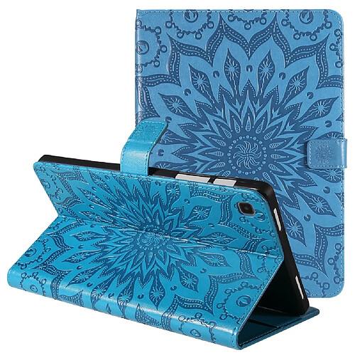 Etui en PU motif tournesol avec support bleu pour votre Samsung Galaxy Tab A7 10.4 (2020)/T505/T500