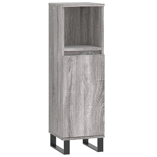 Maison Chic Armoire salle de bain,Meuble de rangement de salle de bain,Meuble haut sonoma gris 30x30x100 cm -GKD654363