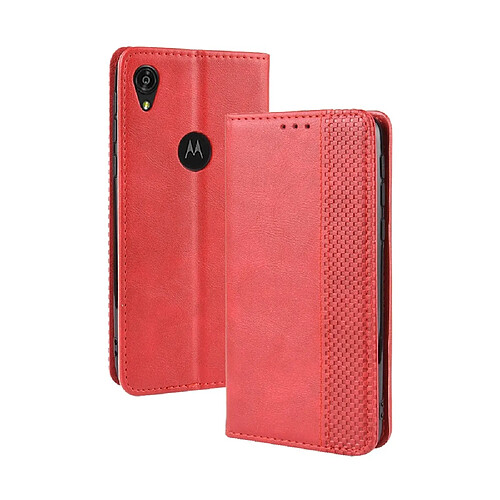 Wewoo Housse Coque Étui en cuir à boucle magnétique avec rétro pour Crazy Horse Texture horizontale Motorola Moto E6avec support et emplacements cartes et cadre photo Rouge