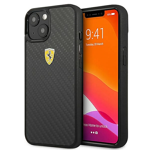 ferrari fehcp13sfcabk iphone 13 mini 5,4" noir coque dur on track real carbon