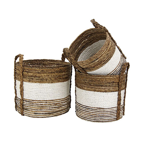 Aubry Gaspard Cache-pots en raphia (Lot de 3) Naturel.