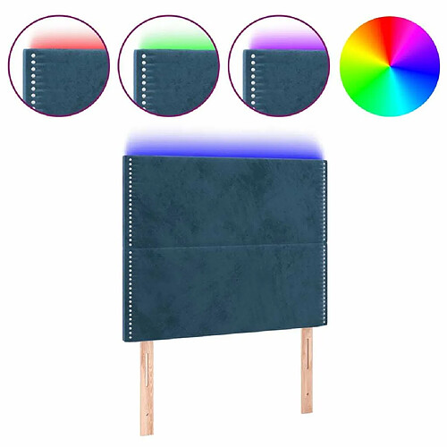 Maison Chic Tête de lit moderne à LED lumineuse pour chambre - Décoration de lit Bleu foncé 80x5x118/128 cm Velours -MN57885