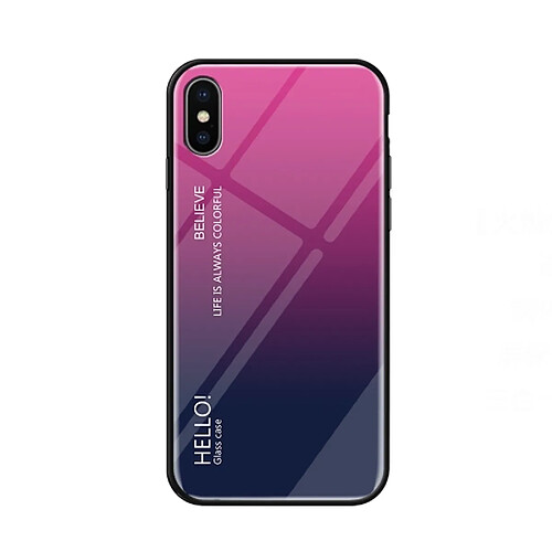 Wewoo Coque Housse en verre dégradé pour iPhone X Magenta