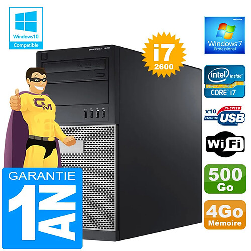 PC Tour DELL 7010 Core I7-2600 Ram 4Go Disque 500 Go Graveur DVD Wifi W7 · Occasion