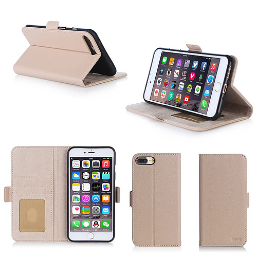 Xeptio Apple iPhone 7 Plus / iPhone 8 PLUS 5.5 pouces : Housse Portefeuille luxe beige Cuir PU