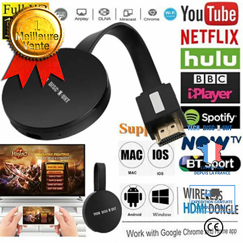 Tech Discount Version améliorée 4rd Generation HDMI Vidéo numérique HD 1080p - Streamer multimédia Netflix Prise en charge 5G