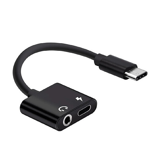 Wewoo Adaptateur USB-C / Type-C vers Jack 3.5mm Aux + USB-C / Type C Ecouteurs Chargeur Câble Audio pour Mi 8 Lite A2 L1130 noir