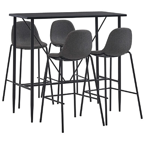 vidaXL Ensemble de bar 5 pcs Tissu Gris foncé