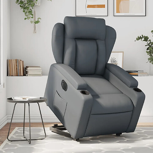 vidaXL Fauteuil inclinable électrique gris similicuir