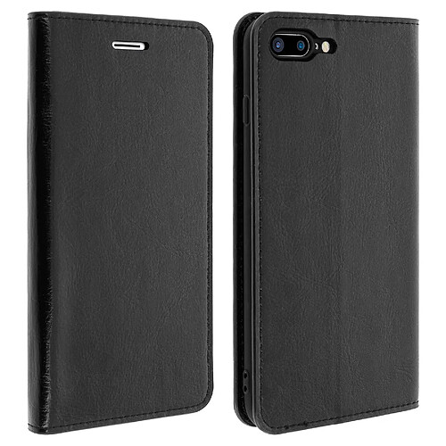 Avizar Etui iPhone 7 Plus / iPhone 8 Plus Housse Cuir Clapet Portefeuille - Noir