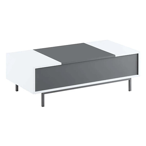 Hanah Home Table basse en aggloméré blanc et anthracite Force pieds argentés.