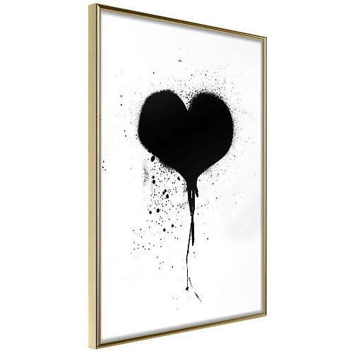 Paris Prix Affiche Murale Encadrée Graffiti Heart 30 x 45 cm Or