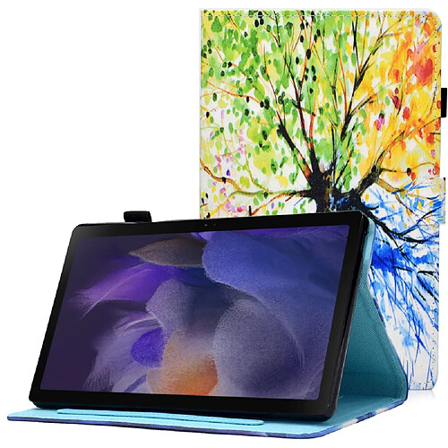 Etui en PU magnétique avec porte-cartes et porte-stylet arbre de vie pour votre Samsung Galaxy Tab A8 (2021) SM-X200/SM-X205