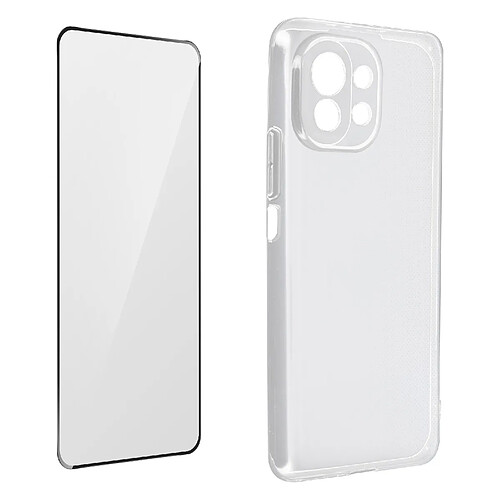 Avizar Coque Xiaomi Mi 11 Lite et 11 Lite 5G NE Souple et Film Verre Trempé 9H Noir