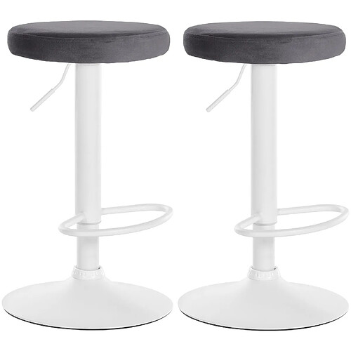 Non Lot de 2 tabourets de bar Ponte velours blanc