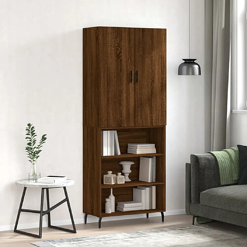 vidaXL Buffet haut Chêne marron 69,5x34x180 cm Bois d'ingénierie