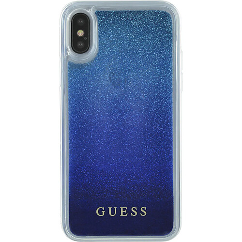 Guess Maroquinerie Coque rigide liquide bleue avec paillettes bleues Guess pour iPhone X/XS