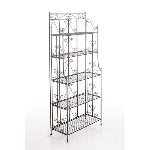 Decoshop26 Etagère sur pieds avec 5 niveaux rangement balcon terrasse salon pliable en métal bronze 10_0003969