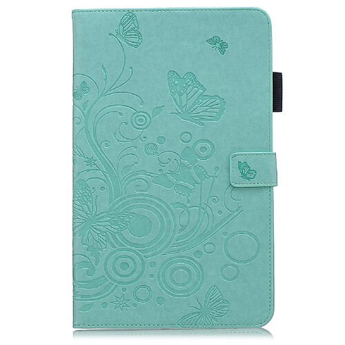 Etui en PU papillons cyan avec support pour votre Galaxy Tab A 10.1 (2019) SM-T515/SM-T510